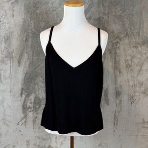 St John Essentials Black Knit Camisole Tank Top Made USA Size L